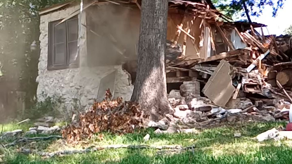 100 year old stone house demolition